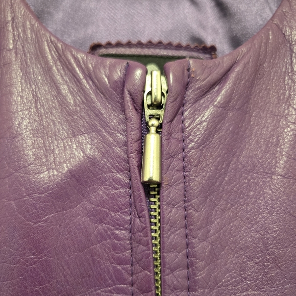 Vintage Y2K MS Maxima purple leather jacket sz L - Picture 4 of 12